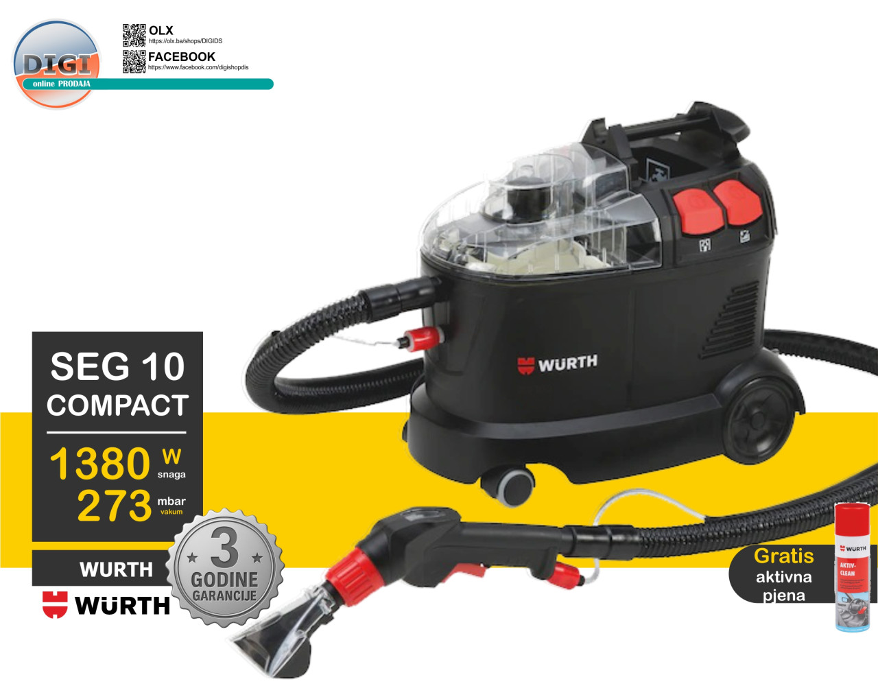 USISIVAČ ZA DUBINSKO PRANJE WURTH SEG 10 COMPACT