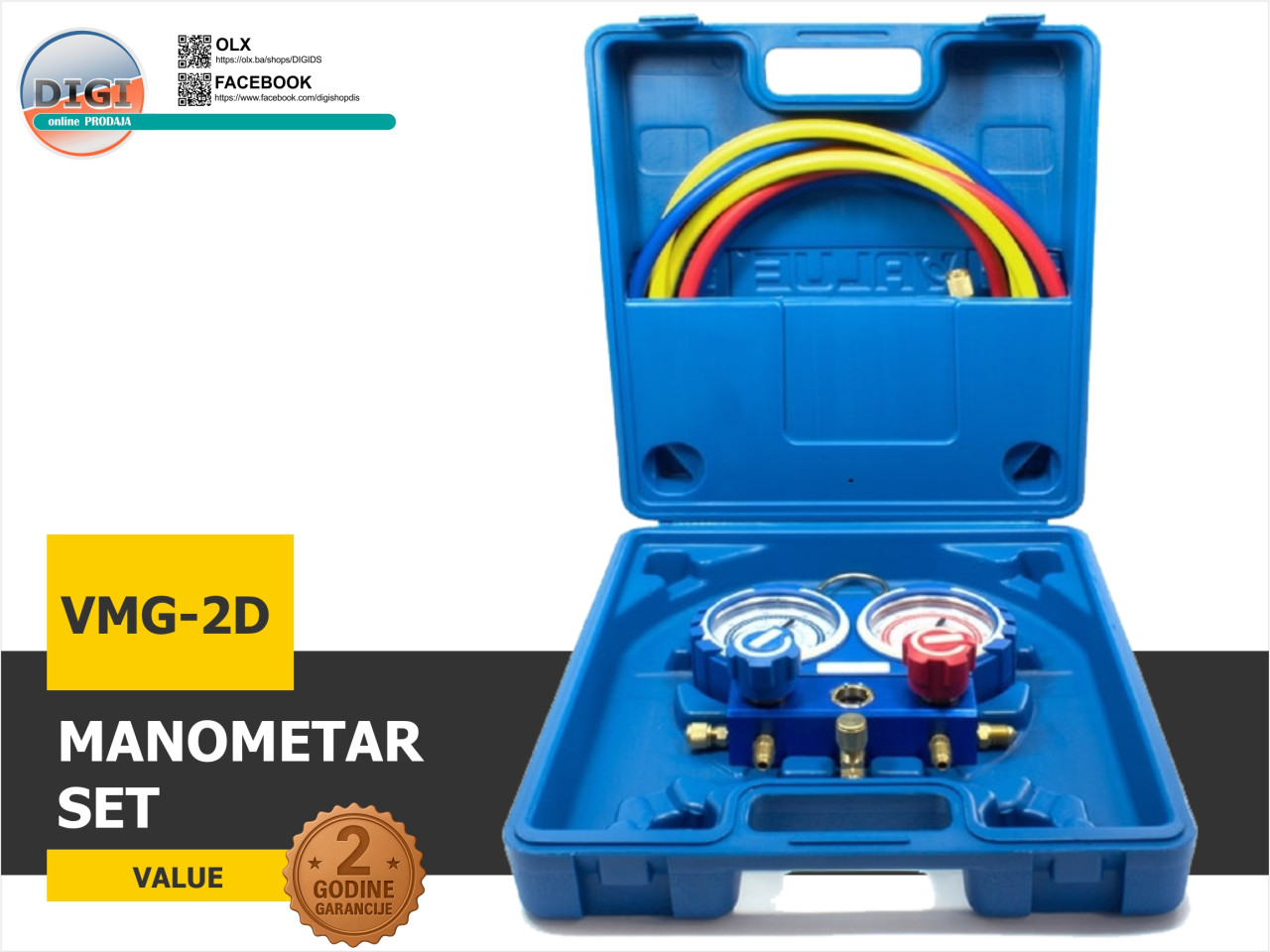 MANOMETAR SET ZA KLIME VMG-2D R32 R134A R407C R410A VALUE