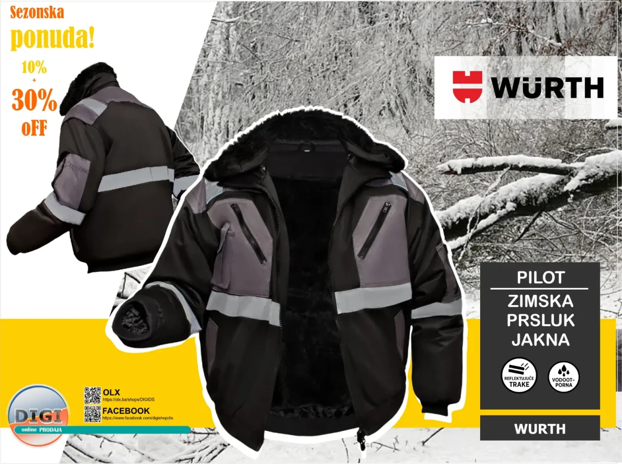 RADNA JAKNA ZIMSKA WURTH PILOT L-3XL