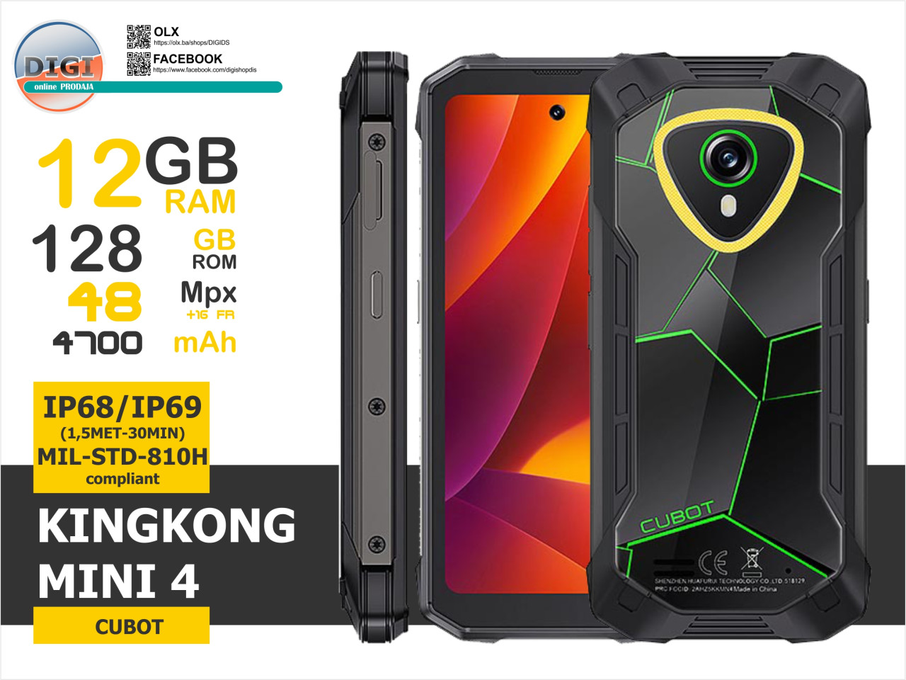 CUBOT KING KONG MINI 4 6up12/128 GB 4700 MAH