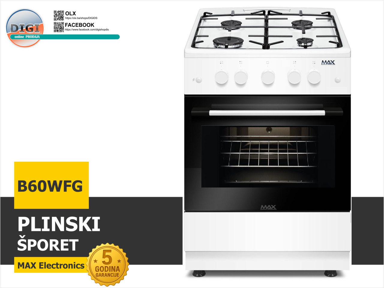 PLINSKI ŠPORET B60WFG (TM 010) MAX KOMPLET PLIN