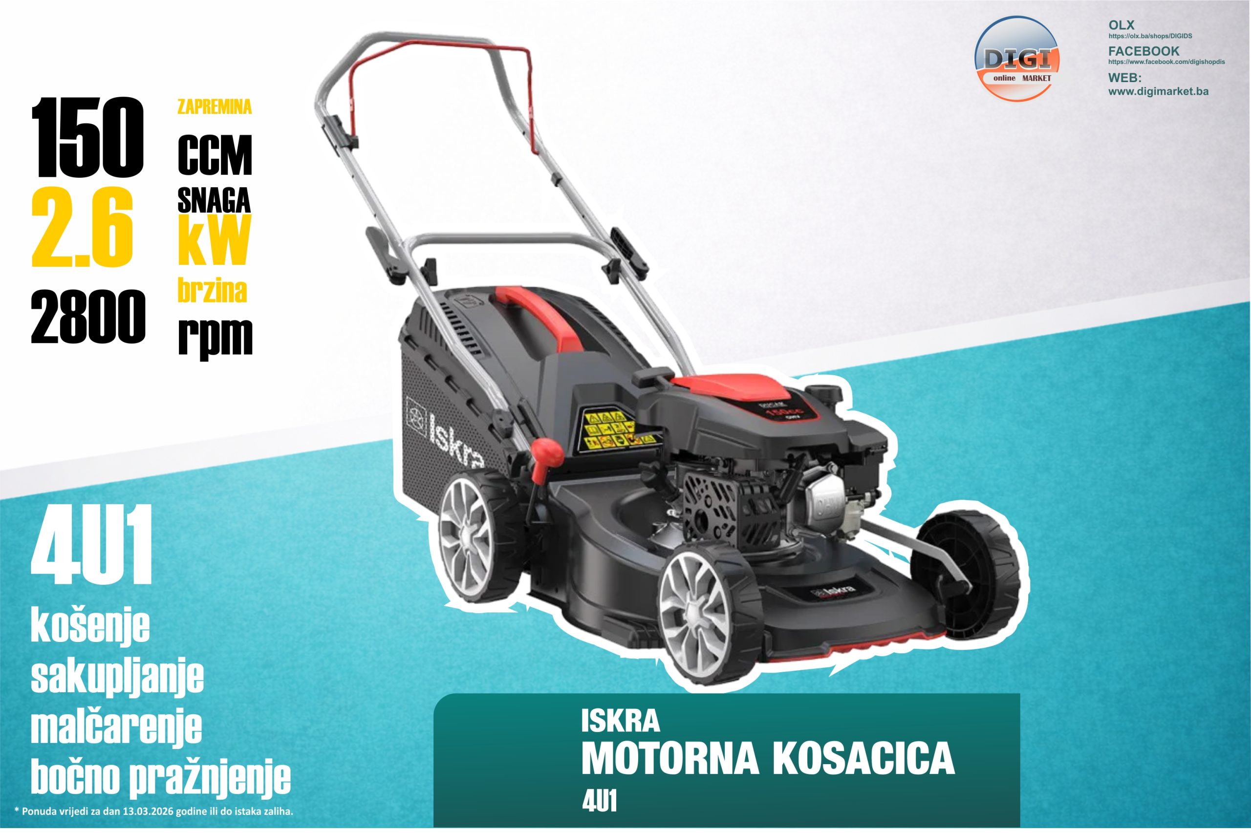 MOTORNA KOSILICA DM43SC-D150 SAMOHODNA ISKRA