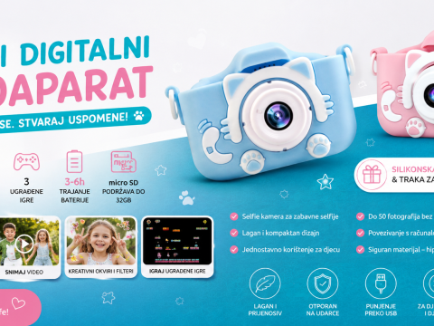 FOTO APARAT DIGITALNI SKC-100, ZA DJECU, SA IGRICAMA