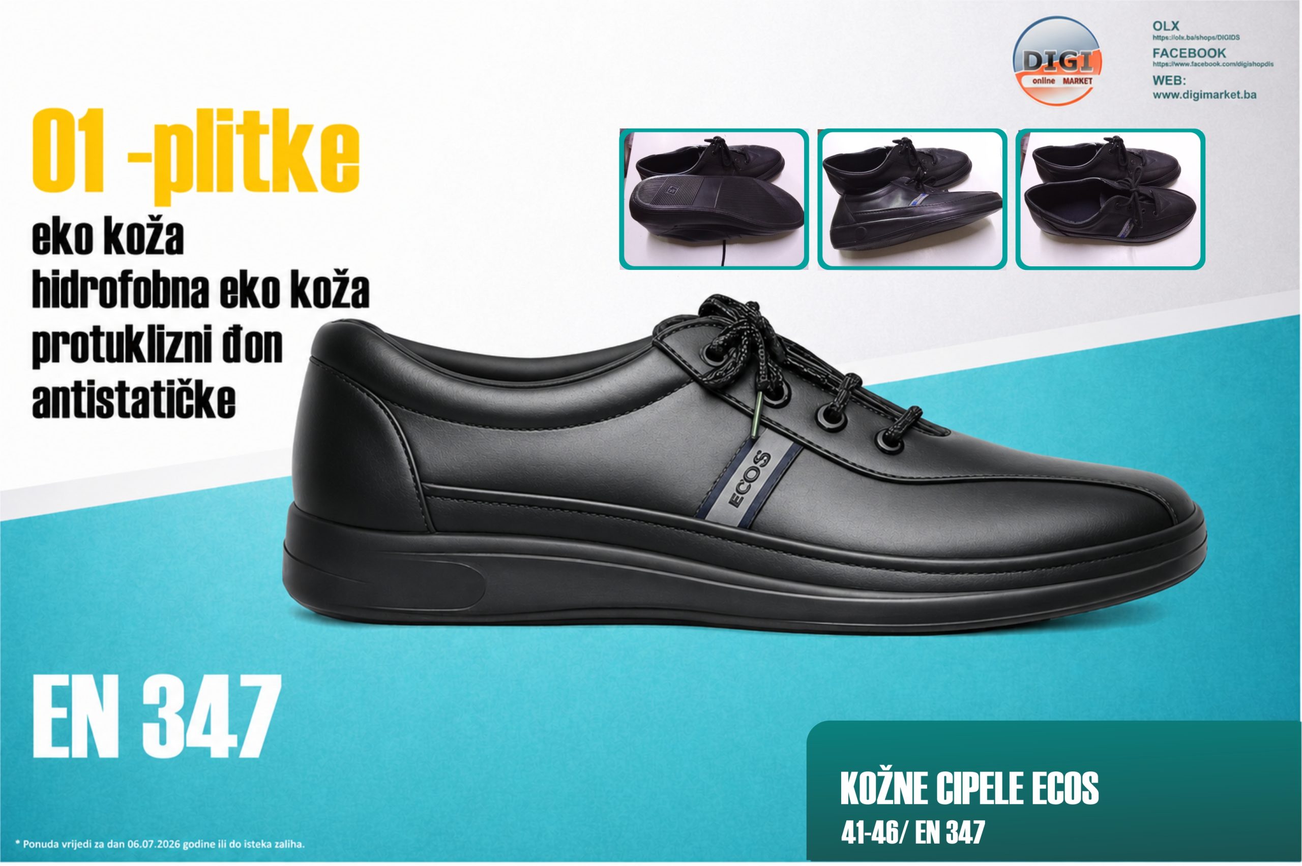 RADNE CIPELE KOŽNE ECOS EKOVKE O1 EN 347