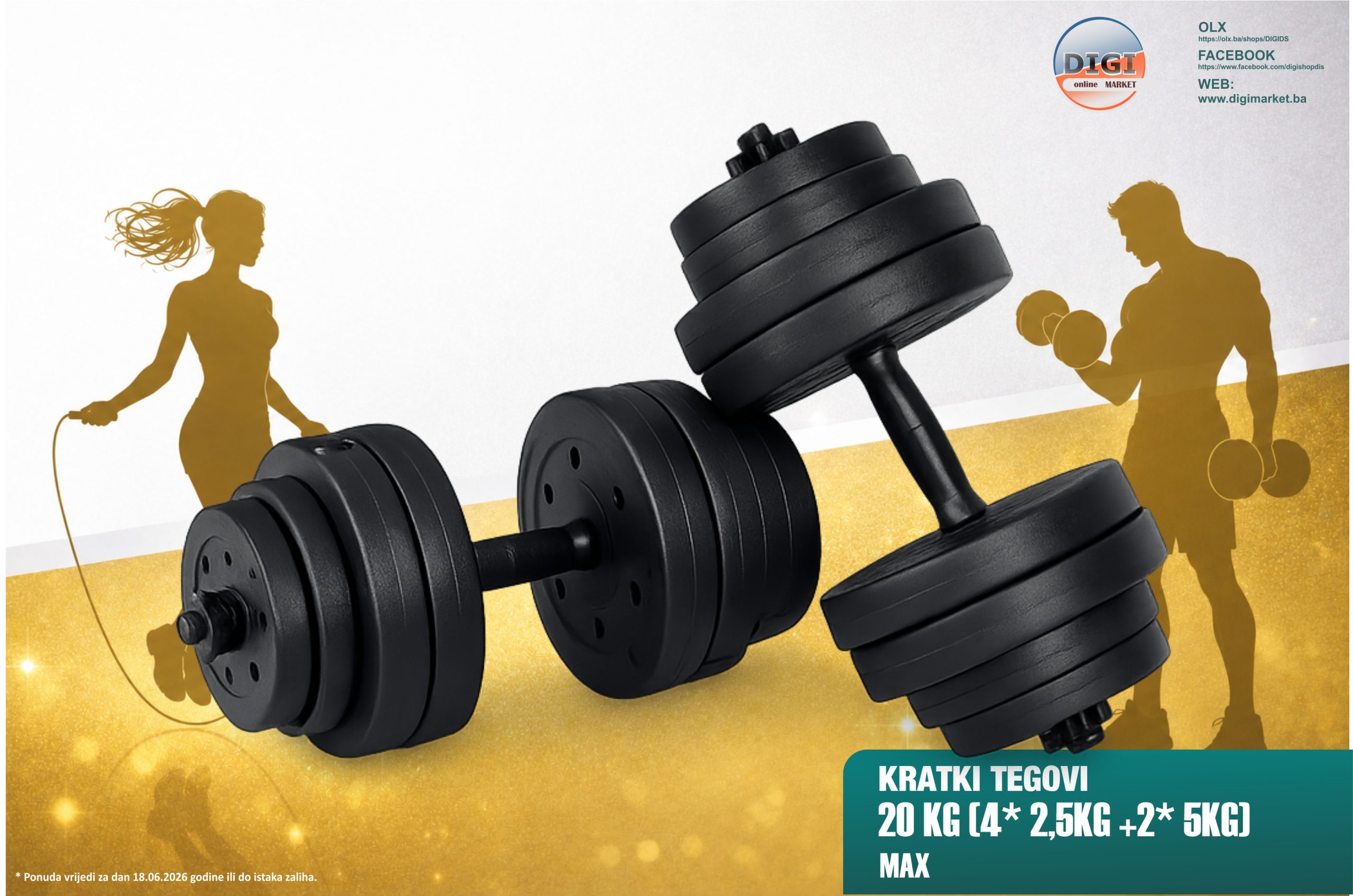 SET TEGOVA 20KG (4* 2,5KG + 2* 5KG) MAX