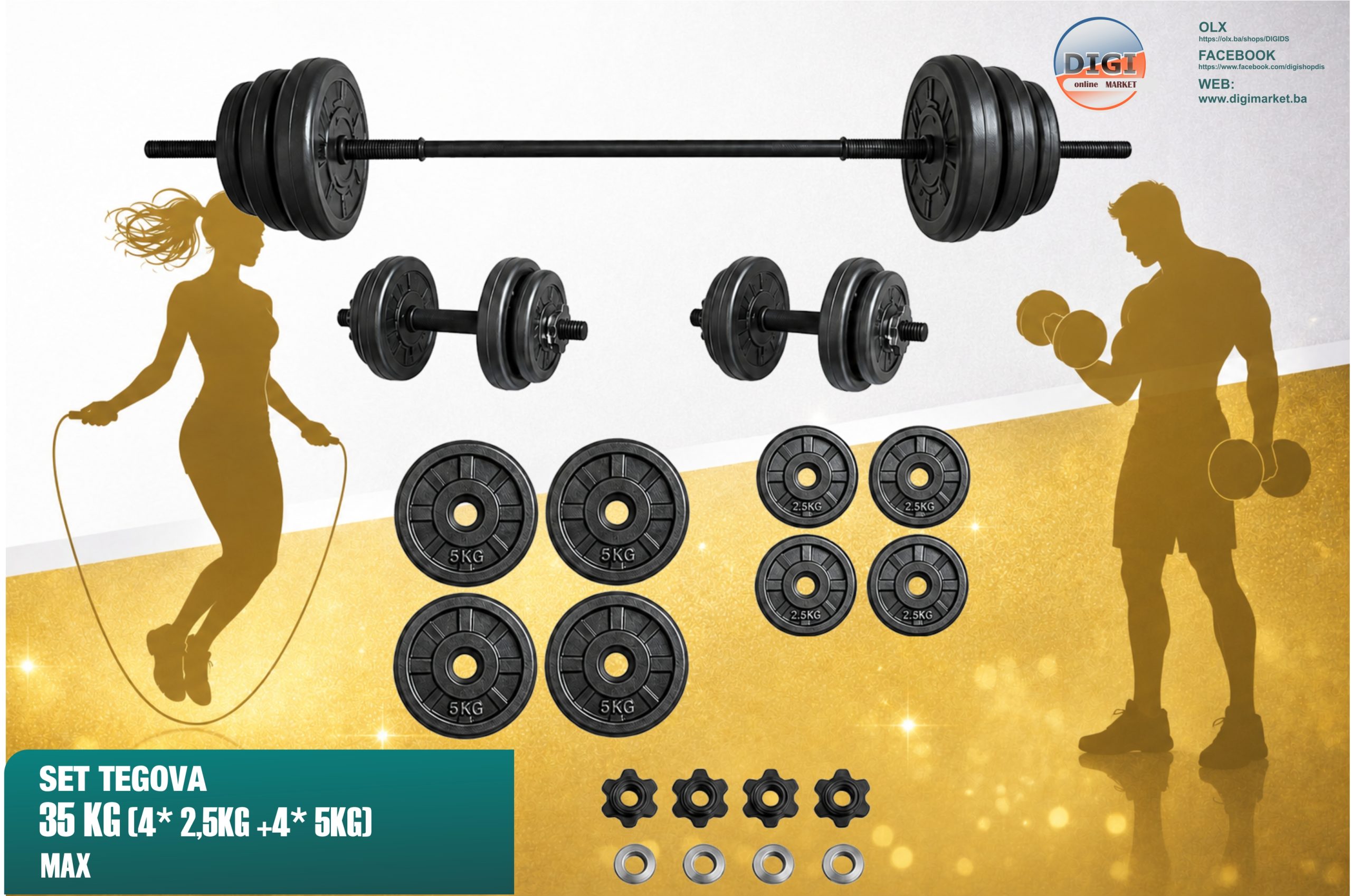 SET TEGOVA 35-85KG (2* KRATKA, 1* DUAG ŠIPKA) MAX